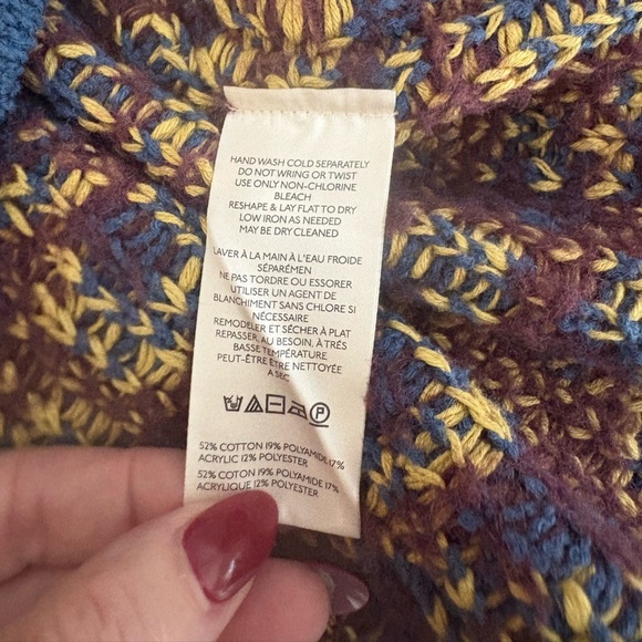 Free People Little Animal Pullover Blue Fig Combo Women’s Small Oversized Boho - Picture 6 of 7